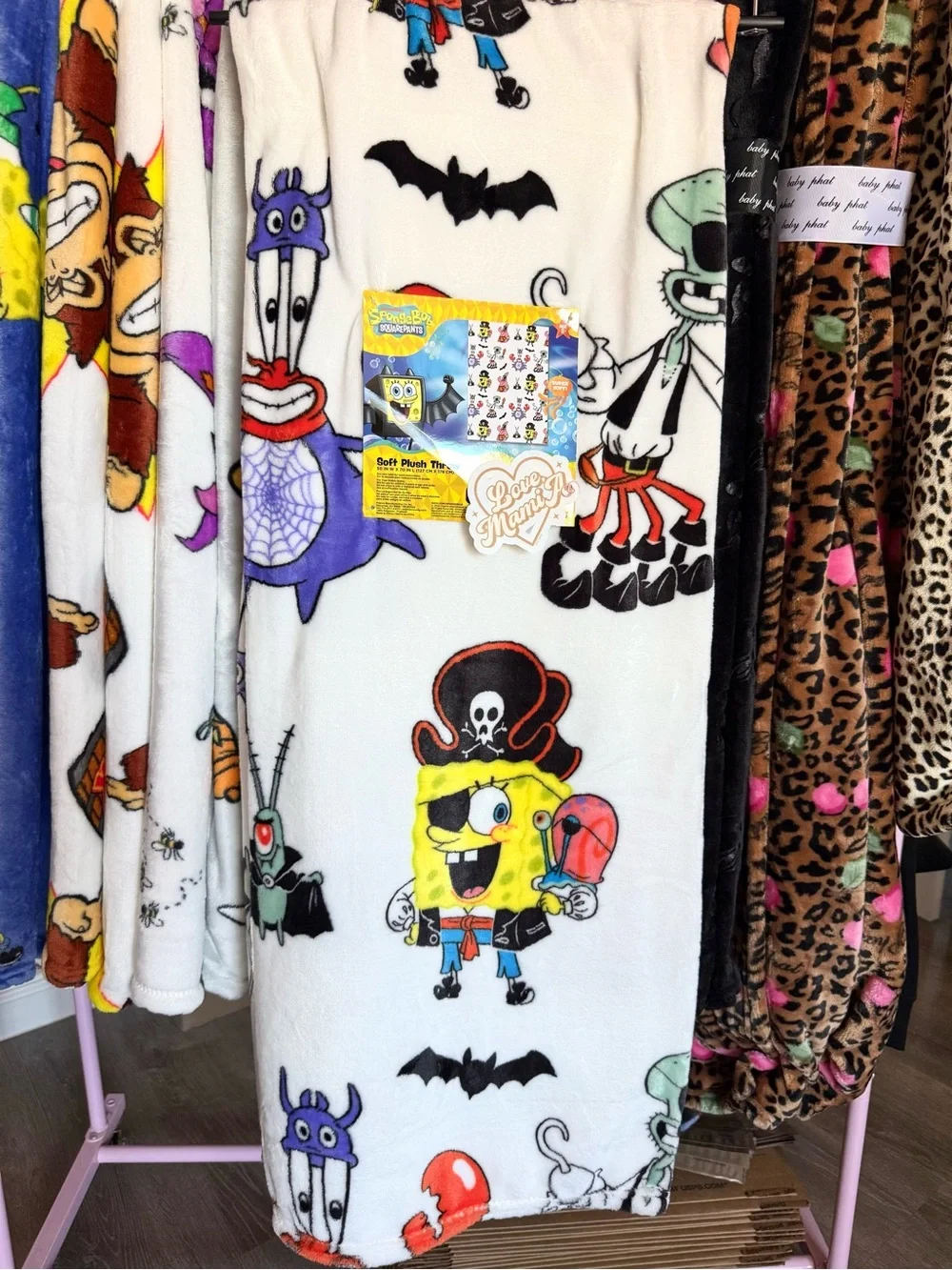 SpongeBob Squarepants White Multicolor Pirate Plush Throw Blanket